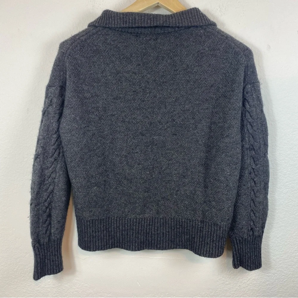 J. Crew Women’s Large Gray‎ Cable Knit Wool Alpaca Blend 1/2 Zip Pullover
